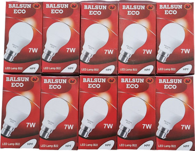 BALSUN ECO 7 W Basic Round B22 LED Bulb(White, Pack of 10)