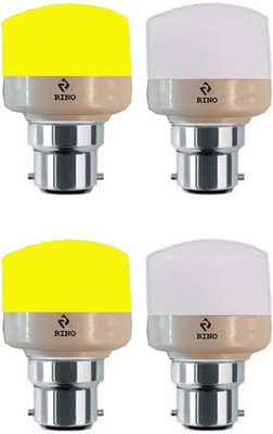 rino 7 W Basic Standard B22 LED Bulb(Yellow, Pack of 4)