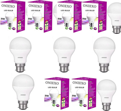 ONIEXO 9 W Inverter Round B22 D LED Bulb(White, Pack of 10)