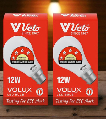 Veto 12 W Basic Round B22 LED Bulb(White, Pack of 2)
