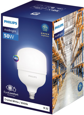 PHILIPS 50 W Basic Round B22 LED Bulb(White)