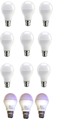 Techvolta 12 W, 9 W Basic Round B22 LED Bulb(White, Pack of 12)