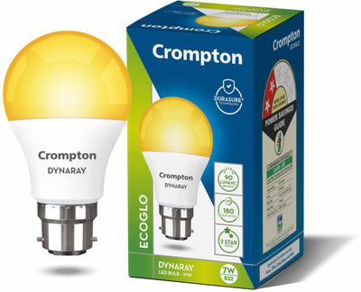 Crompton 7 W Basic Round B22 LED Bulb(Yellow)