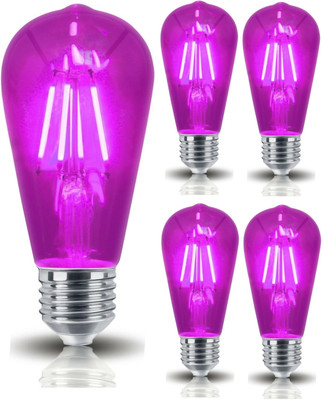 Hybrix 4 W Basic Round E26, E27 LED Bulb(Pink, Pack of 5)