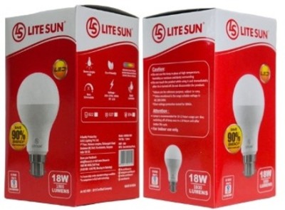 LiteSun 18 W Standard B22 Basic LED Bulb(White, Pack of 2)