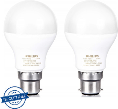 PHILIPS 10.5 W Basic Round B22 LED Bulb(White, Pack of 2)
