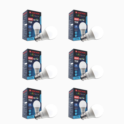 ANCHOR 9 W Basic Standard B22 LED Bulb(White, Pack of 6)