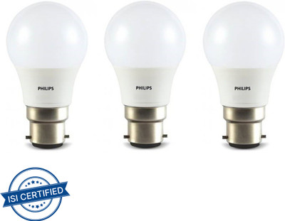 PHILIPS 5 W Basic Round B22 LED Bulb(White, Pack of 3)