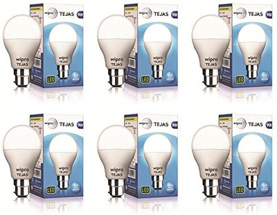 Wipro 9 W Basic Standard B22 LED Bulb(White, Pack of 6)