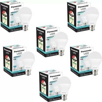 Panasonic 9 W Basic Round B22 LED Bulb(White, Pack of 10)