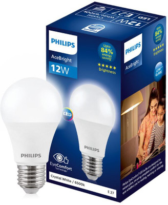 PHILIPS 12 W Basic Round E27 LED Bulb(White)