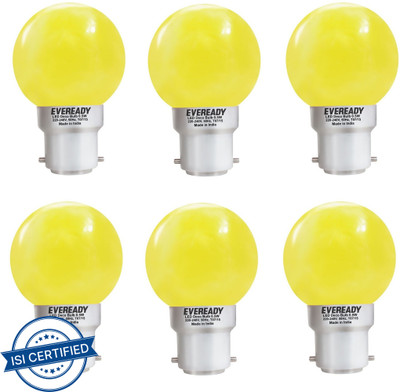 EVEREADY 0.5 W Basic Round B22 LED Bulb(Yellow, Pack of 6)
