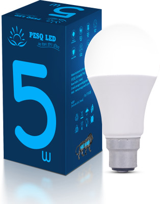 PESQ 5 W Basic Round B22 LED Bulb(White, Pack of 2)