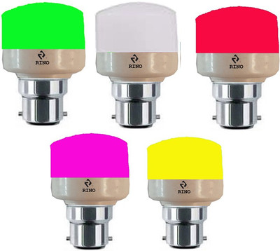 rino 7 W Basic Standard B22 LED Bulb(Multicolor, Pack of 5)