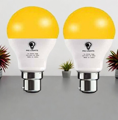 mg lights 5 W Basic Arbitrary B22 LED Bulb(Yellow, Pack of 2)