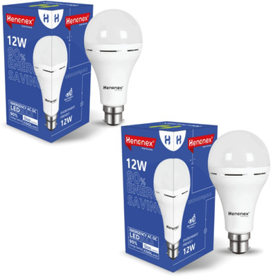 Henonex 12 W Inverter Standard B22 Inverter Bulb(White, Pack of 2)