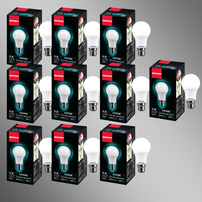 PROPSUN 9 W Inverter Round B22 D Inverter Bulb(White, Pack of 10)