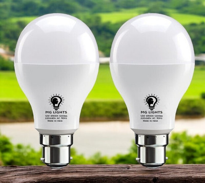 mg lights 12 W Basic Arbitrary B22 LED Bulb(White, Pack of 2)