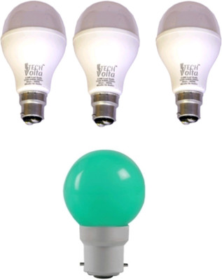 Techvolta 12 W, 0.5 W Basic Round B22 LED Bulb(White, Pack of 4)