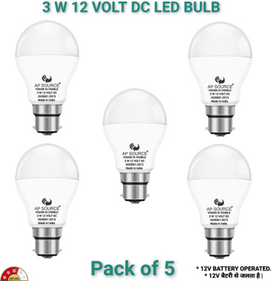 AP Source 3 W Basic Round B22 LED Bulb(White, Pack of 5)