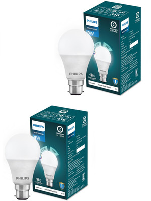 PHILIPS 9 W Multi Watt Standard B22 LED Bulb(White, Pack of 2)