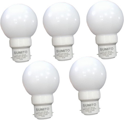 Sumito 0.5 W Basic Globe B22 LED Bulb(White, Pack of 5)