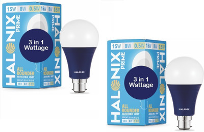HALONIX 15 W, 8 W, 0.5 W Basic Round B22 LED Bulb(Multicolor, Pack of 2)