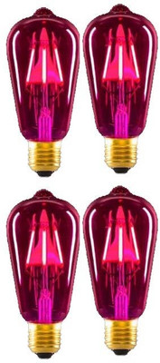 Baslash 4 W Basic Decorative E27 LED Bulb(Pink, Pack of 4)