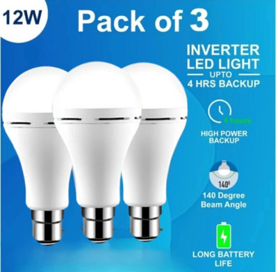 Henonex 12 W Inverter Standard B22 Inverter Bulb(White, Pack of 3)