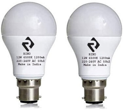 rino 12 W Basic Standard B22 LED Bulb(White, Pack of 2)