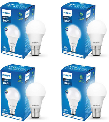 PHILIPS 10 W Basic Standard B22 LED Bulb(White, Pack of 4)