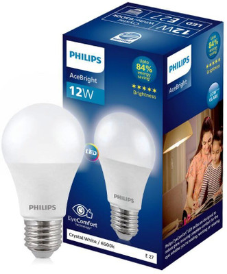 PHILIPS 12 W Basic Round E27 LED Bulb(White)