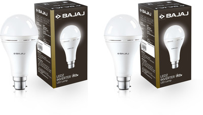 BAJAJ 12 W Inverter Round B22 LED Bulb(White, Pack of 2)