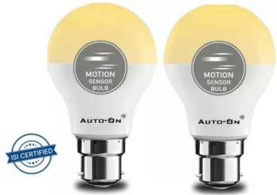 auto-on 9 W Round B22 D LED Bulb(Yellow, Pack of 2)