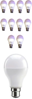 Techvolta 9 W, 12 W Round B22 LED Bulb(White, Pack of 11)