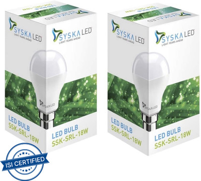Syska 18 W Basic Standard B22 LED Bulb(White, Pack of 2)