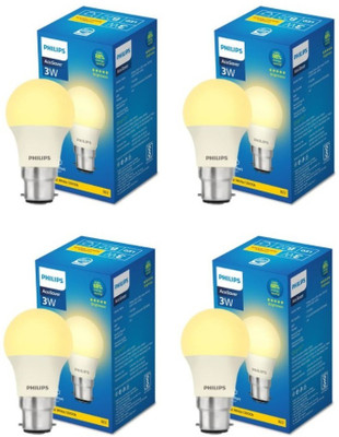 PHILIPS 3 W Basic Round B22 LED Bulb(Yellow, Pack of 4)