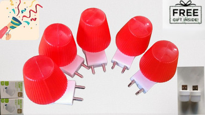 Power me 0.5 W, 3 W Basic Round 2 Pin LED Bulb(Red, Pack of 5)