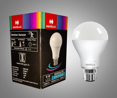 HAVELLS 9 W Motion Sensor Round B22 LED Bulb(White)