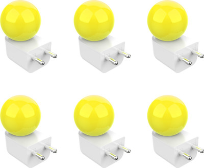 Fybros 0.5 W Basic Decorative Plug & Play, 2 Pin Night Bulb(Yellow, Pack of 6)