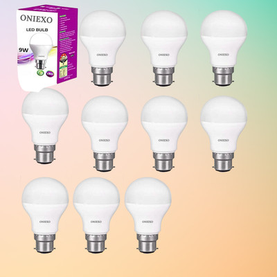 ONIEXO 9 W Inverter Round B22 D LED Bulb(White, Pack of 10)