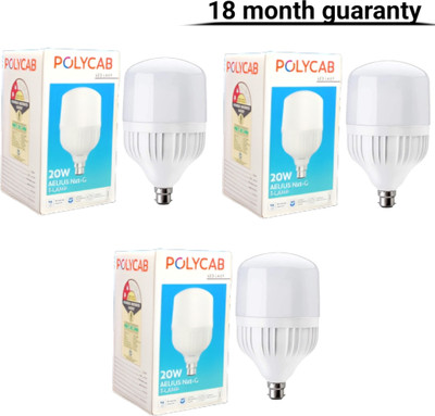Polycab 20 W Basic Round B22 LED Bulb(White, Pack of 3)