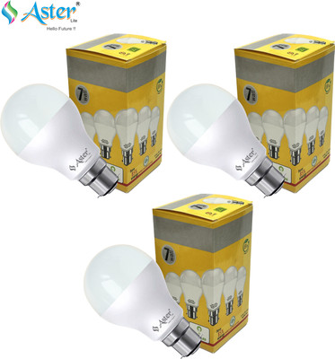 ASTER LITE 7 W Basic Standard B22 LED Bulb(White, Pack of 3)