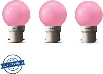 Wipro 0.5 W Basic Round B22 LED Bulb(Pink, Pack of 3)
