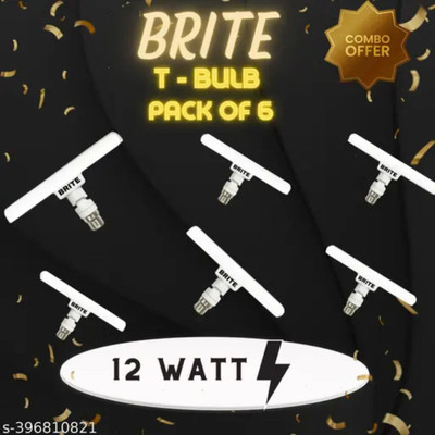 BRITE TRADERS 9 W Basic T-Bulb LED Bulb(White, Pack of 6)