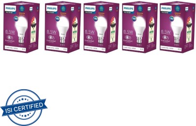 PHILIPS 8.5 W Basic Round B22 LED Bulb(White, Pack of 5)