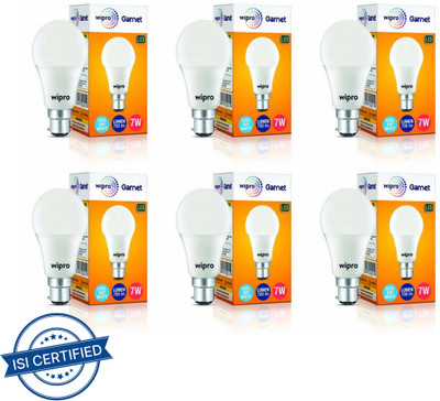 Wipro 7 W Basic Standard B22 LED Bulb(White, Pack of 6)