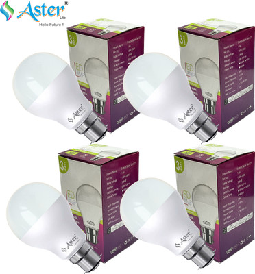 ASTER LITE 3 W Basic Standard B22 LED Bulb(White, Pack of 4)