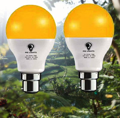 mg lights 5 W Basic Arbitrary B22 LED Bulb(Yellow, Pack of 2)