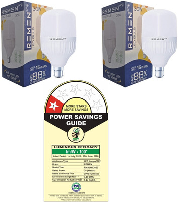 REMEN 30 W Basic Standard B22 LED Bulb(White, Pack of 2)